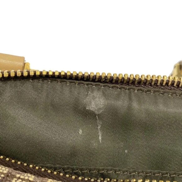 Auth DIOR/ChristianDior Trotteur Cream Dark Brown Beige Jacquard Leather Handbag - Picture 13 of 16